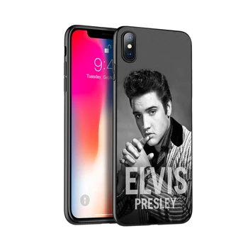 Juoda tpu case for iphone 5 5s SE 2020 6 6s 7 8 plus x 10 padengti iphone XR XS 11 pro MAX atveju Elvis Presley Kiss Prabanga