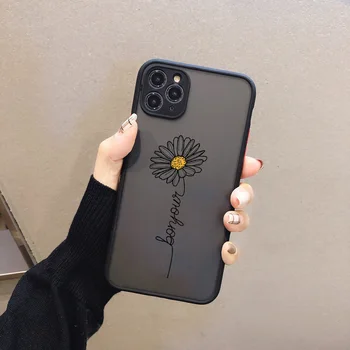 Juodos Linijos chrizantemų Daisy Gėlės Telefono dėklas Skirtas iPhone 7 12 11Pro 6 X 8 6S Plus XS MAX XR SE2020 Aišku, sunku Funda Dizaino
