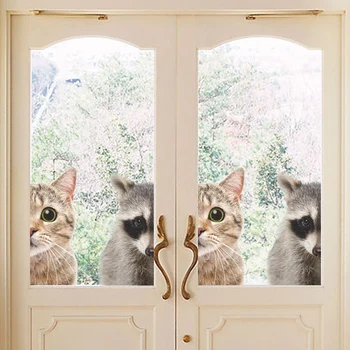 Juokinga 3D Katė, Usūriniai Pusę veido Kyšantį Siena lipdukas Meno lipdukai duris, dekoracijas, mielas gyvūnas langą lipdukai namų dekoro