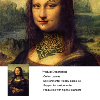 Juokinga Meno Tatuiruotę Mona Lisa Drobės Paveikslai Bloga Mergaitė Sienos Menas, Plakatų ir grafikos Da Vinci Žinomų Paveikslų Namų Dekoro