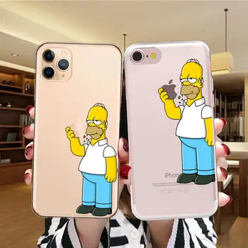 Juokinga Simpson Mados Silikoninis Telefono dėklas Skirtas Apple iPhone 11 12 Pro XS Max 6S 7 8 Plus X XR Mielas Animacinių filmų Skaidrus, Minkštas Viršelis