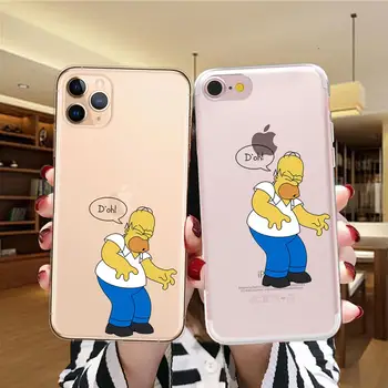 Juokinga Simpson Mados Silikoninis Telefono dėklas Skirtas Apple iPhone 11 12 Pro XS Max 6S 7 8 Plus X XR Mielas Animacinių filmų Skaidrus, Minkštas Viršelis