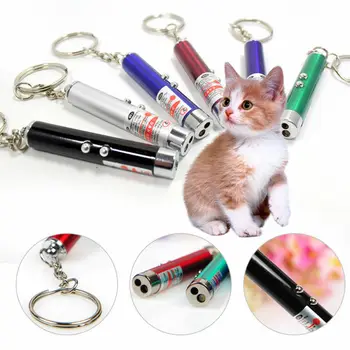 Juokingas 2-in-1 Laser Lazer Pen Žymiklį Keychain paketų prižiūrėtojų raktinę Fakelas Katė, Šuo Stick Interaktyvus Žaislas Žaislas su Kačių Reikmenys
