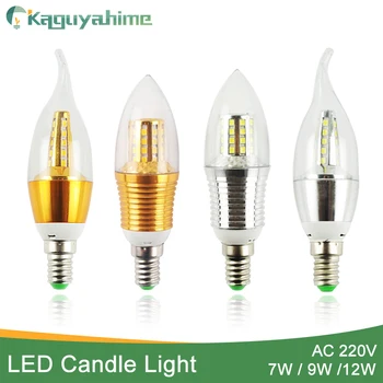 Kaguyahime 3w~12w Žvakė LED Lemputė E14 Aukso Aliuminio 9W 12W LED Lemputė 220V Led Lempos Cool Warm White Lampada Bombillas Lampara