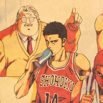 KAKLARAIŠTIS LER Japonų Animacinių filmų, Komiksų Slam Dunk Basketball Kraft Popieriaus Siena Lipdukas Baras, Kavinė Retro Plakato, Dekoratyvinis Dažymas 51.5x36cm