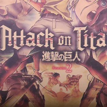 KAKLARAIŠTIS LER Japonų Anime Ataka Titan Plakatas Klasikinių Animacinių filmų Kraft Popieriaus Siena Lipdukas Baras, Kavinė Dekoratyvinės Tapybos 50.5*35cm