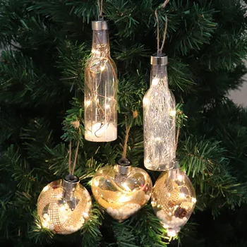 Kalėdinė Dekoracija LED Žibintai, Plastikiniai Kamuoliukai Žėrintis Pakabukas Papuošalų Namuose Kalėdos Medis