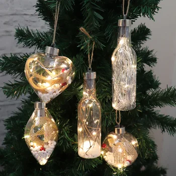 Kalėdinė Dekoracija LED Žibintai, Plastikiniai Kamuoliukai Žėrintis Pakabukas Papuošalų Namuose Kalėdos Medis