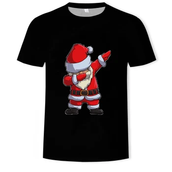 Kalėdų 3D spausdinimo mados vyrų ir moterų trumparankoviai marškinėliai minkštos medžiagos lauko atsitiktinis palaidų vyriški T-shirt