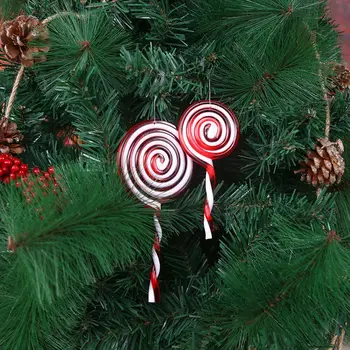 Kalėdų apdaila plastikinių ledinukai saldainių karolius, Kalėdų ramentus raudona balta saldainiai, ledinukai Šeimos apdailos（7 gabalus）