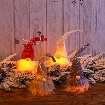 Kalėdų Beveidis Gnome LED Šviesos Kalėdų Dekoracijas Fluorescentinė Miško Vyras Santa Claus Lėlės Skleidžiančių Pakabukas Dovanos namams