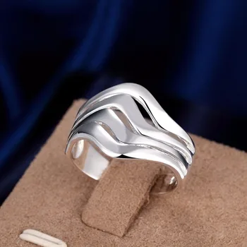 Kalėdų dovana moterims mergina sidabro spalvos žiedas Puikus Vestuvių Dovaną, sidabro spalvos žiedas Cute mados klasikinis Papuošalai dydis 8 R123
