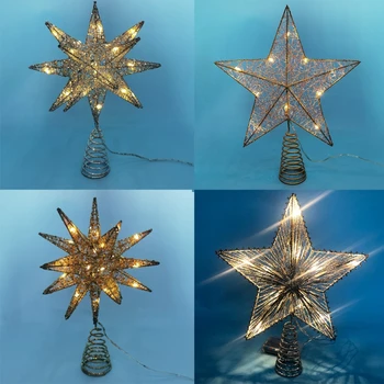 Kalėdų Eglutė LED Star Medžio Topper baterijomis, Treetop Apdailos Kabinti Kalėdos Apdailos Ornamentu Topper