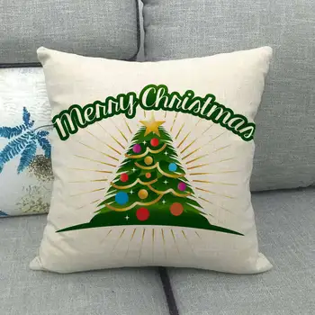 Kalėdų eglutė pagalvėlė padengti Kalėdinė dekoracija užvalkalas Linksmų Kalėdų užvalkalas medvilnės ir lino sofa apkabinti užvalkalas