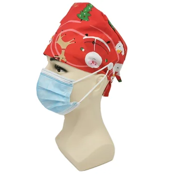 Kalėdų krūmynai kepurės Santa Claus Spausdinti bžūp naminių Gyvūnėlių priežiūros Agentūra Šveitikliai Grožio Darbo Skrybėlės Lab slaugos bžūp gorros enfermeria