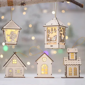 Kalėdų Medžio Apdaila LED Kabo Medinis Namas Pasakų Šviesos Naujųjų Metų Vestuvių Girliandą Naujųjų Metų Kalėdų Dekoro Namai