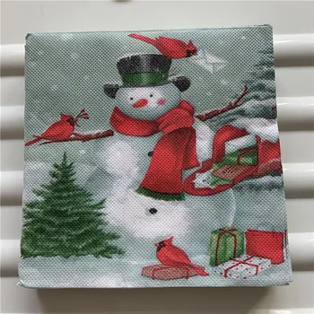 Kalėdų servetėlės popierinės elegantiškas audinio Kalėdos sniego žmogus, automobilis, namas pilis nosinė, dekupažas vestuvių, gimtadienio mielas dekoras