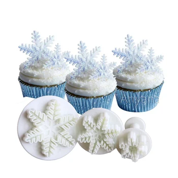 Kalėdų snaigės slapukus sausainių pelėsių minkštas sugarcraft stūmoklį cookie cutters Xams Sniego cupcake pyragas dekoravimo priemonė