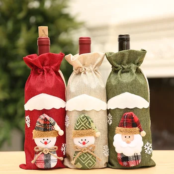 Kalėdų Vyno Butelio Dangtelį, Santa Claus Vyno Butelį, Maišelį Kalėdų Dekoracijas Namų Stalo Naujųjų Metų Kalėdų Papuošalai