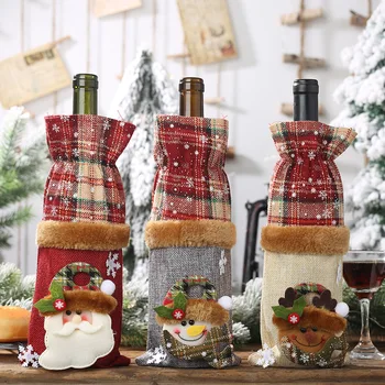 Kalėdų Vyno Butelio Dangtelį, Santa Claus Vyno Butelį, Maišelį Kalėdų Dekoracijas Namų Stalo Naujųjų Metų Kalėdų Papuošalai