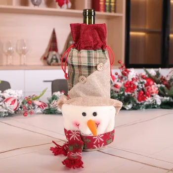 Kalėdų Vyno Nustatyti Santa Sniego Briedžių Vyno Butelis Nustatyti Kalėdinis Vyno Butelis Apdaila