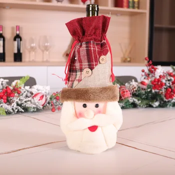 Kalėdų Vyno Nustatyti Santa Sniego Briedžių Vyno Butelis Nustatyti Kalėdinis Vyno Butelis Apdaila