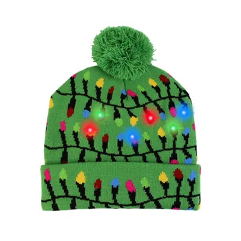 Kalėdų Šviesos Iki Megzti Skrybėlę LEDChristmas skrybėlę beanie skrybėlių Megztinis manžetai megzti skrybėlę Šviesą Skrybėlę Kalėdų Dovana Vaikams Kalėdos