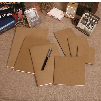 Karvės odos popierius, sąsiuvinis tuščias notepad knygos derliaus minkštas copybook kasdien atmintines Kraft padengti leidinys nešiojamiems kompiuteriams 11*21cm