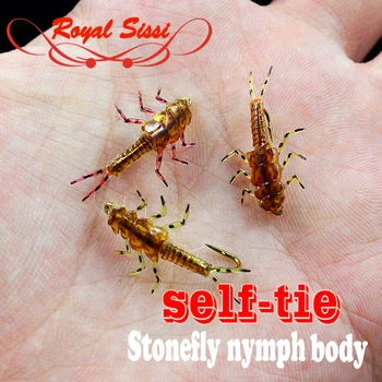 Karšto 10vnt pakuotė dirbtinis stonefly nimfa gumos kūno musė wet fly nimfa musė musė susiejimas stonefly vabzdžių modelis su kojos