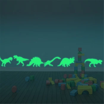 Karšto 9Pcs Švyti Tamsoje Dinozaurai Žaislai, Lipdukai, Lubų Decal Baby Kid Kambarys