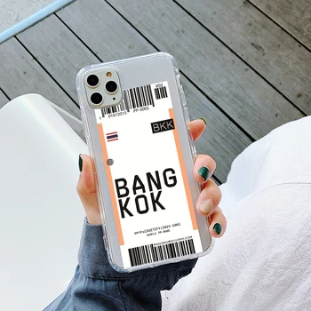 Karšto Miesto Etiketė lėktuvų bilietai, brūkšninį kodą, Telefono dėklas, Skirtas Samsung Galaxy S10 5G Plius S8 S9 10 Pastaba in raidžių Aišku, minkštas silicon Cover
