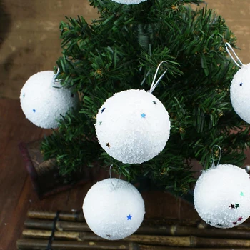Karšto Pardavimo 12Pcs Balta sniego Gniūžtės Puošyba, 5cm Dekoratyvinis Kamuolys Kalėdų Eglutės Kamuolį Menkniekis Kabinti Kalėdinė Dekoracija Namuose