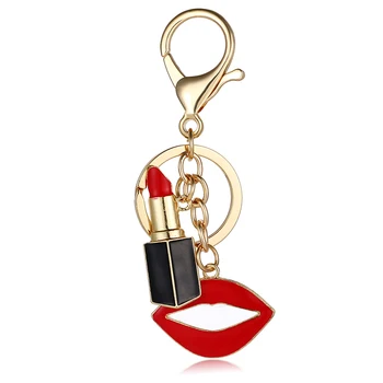 Karšto pardavimo aukso kalnų krištolas kristalų žavesio emalio raudona lūpų dažai, lūpų maišelį key chain rankinėje ysk036 pagrindinių automobilio raktus