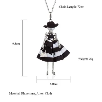Karšto Pardavimo Black Hat Lėlės Kaklo Sidabro Sparno China Juostele Suknelė Lydinio Karoliai Moterų Geriausiais Draugais Pakabukas Medžiaga Priedai