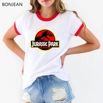 Karšto pardavimo JUROS periodo PARKAS 3D Print T Shirt moterims, Juokinga Harajuku moterų marškinėliai Hipster cool marškinėlius moterų Balti trumpomis Rankovėmis Viršūnes