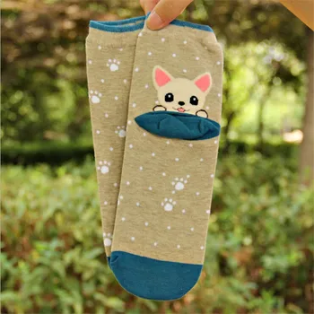 Karšto parduoti! moterų kojinės medvilnės rudens-žiemos spalvinga juostele gyvūnų kojinės panele ir moterų juokingas animacinių filmų šuo kojinių