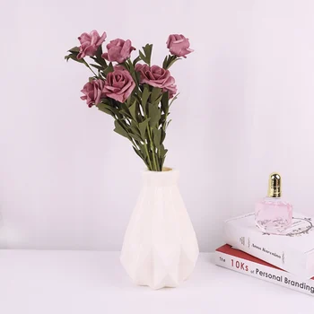 Karšto Šiaurės Stiliaus Gėlių Vaza Origami Plastikinė Vaza Imitacija Keramikos Vazonas Mini Butelis Gėlių Krepšelis Apdaila Namo