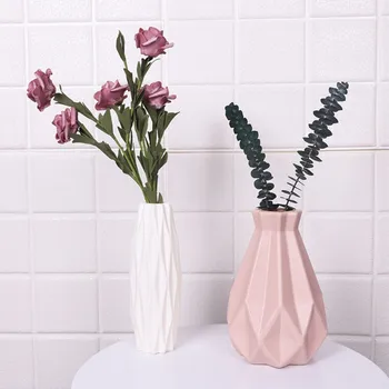 Karšto Šiaurės Stiliaus Gėlių Vaza Origami Plastikinė Vaza Imitacija Keramikos Vazonas Mini Butelis Gėlių Krepšelis Apdaila Namo