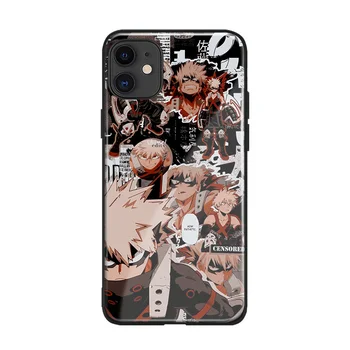 Katsuki Bakugo BNHA Mano Herojus akademinės bendruomenės Anime Stiklo Telefono dėklas Skirtas iPhone SE 6 6s 7 8 Plus X XR XS 11 12 mini Pro Max Padengti Shell