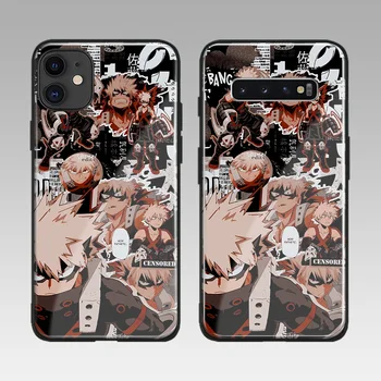 Katsuki Bakugo BNHA Mano Herojus akademinės bendruomenės Anime Stiklo Telefono dėklas Skirtas iPhone SE 6 6s 7 8 Plus X XR XS 11 12 mini Pro Max Padengti Shell