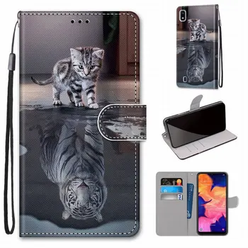 Katė, Tigras Vaikams Mielas Flip Case For Huawei Mate 30 Lite P Smart P20 Plius 30 Pro Nova 5i Enjoy7S 10 20 Z Animacinių filmų Padengti Piniginės D08F