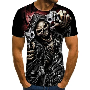 Kaukolė Reaper vyriški marškinėliai vyriški Siaubo 3DT-Marškinėliai Vasaros Mados Viršūnes, O-Kaklo Marškinėliai Berniukui Drabužių Dydį, Gatvės Drabužiai