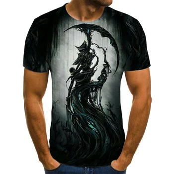 Kaukolė Reaper vyriški marškinėliai vyriški Siaubo 3DT-Marškinėliai Vasaros Mados Viršūnes, O-Kaklo Marškinėliai Berniukui Drabužių Dydį, Gatvės Drabužiai