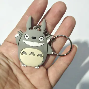 Kawaii Anime Katės Totoro PVC Key Chain Vyras Hayao Miyazaki Klasikinių Animacinių filmų Silicona Para Keychain Pakabukas Papuošalai Vaikams Chaveiros