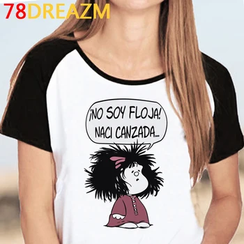 Kawaii Anime Mafalda Grafinis Tees Moterų Juokingas Vasaros Viršūnes Animacinių Filmų Marškinėliai Mados Anime Grunge Hip-Hop Viršūnes Unisex Marškinėlius Moteris
