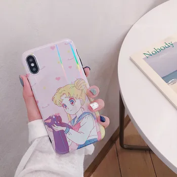 Kawaii Japonų Anime Sailor Moon Luna Katė Telefono dėklas Skirtas iPhone 6 6 Pulse 6S 7 8 Pulse X 