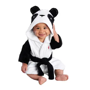 Kawaii Vilnos Sleepwear Skraiste Pavasario Žiemos Berniukas Mergaitė Gyvūnų Rūbeliai Pliušinis Baby Kūdikių Vonios Chalatas Panda