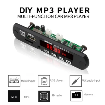 Kebidu 5V (12V MP3 Dekoderis Valdybos Nuotolinio Modulio AUX 3.5 mm TF FM Radijas, Audio MP3 Grotuvas su USB, Automobilio Nuotolinio Muzikos Garsiakalbis
