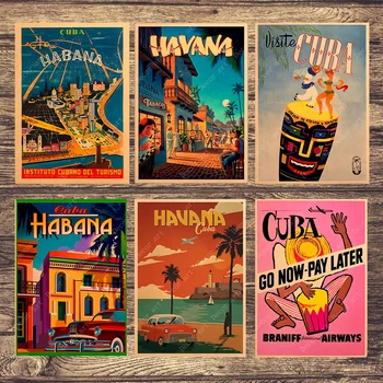 Kelionės į Kubą, Havana, Drobė, Tapyba Derliaus Sienos Nuotraukas Kraft Plakatai Dengtos Sienų Lipdukai Namų Puošybai Nuotraukas Dovana