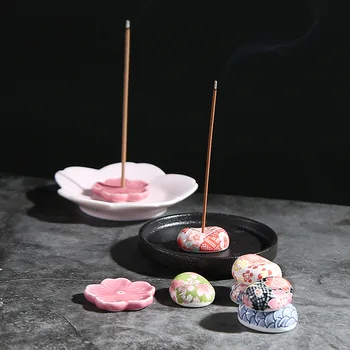 Keramikos Smilkalų Lazdelės Japonų Stiliaus Cherry Blossom Platus Pupelių Smilkalų Laikiklis Lazdelėmis Poilsio Mažas Ornamentas